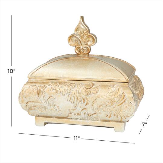11" Gold Rectangular Traditional Decorative Jar